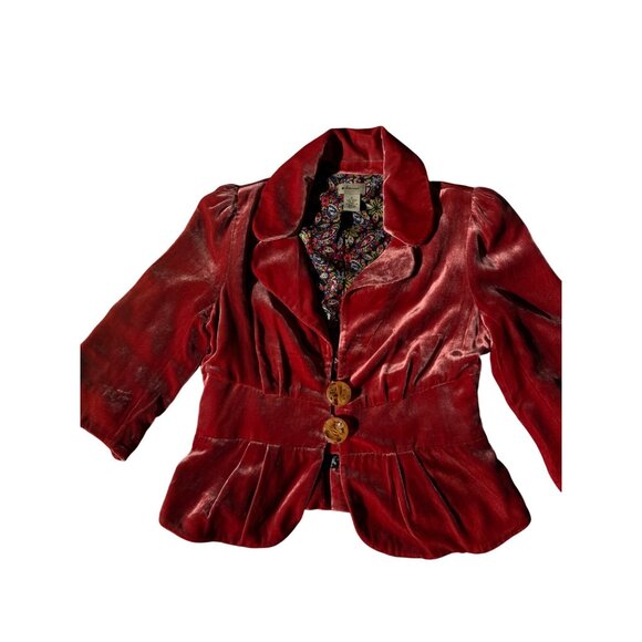 Anthropologie Elevenses Women's Velvet Burnout Dip Dye Jacket Blazer Size 6 - Picture 9 of 16